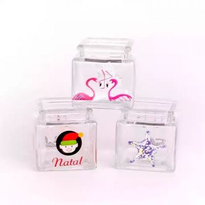 Custom high-quality glass storage tank square glass candle square jar with lid