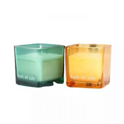 Home decoration accessories multi-color square small candle can glass cover wholesale