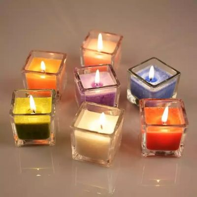 Custom Empty Square Clear Small Candle Jar Glass Square Candle Jars for Home Decoration