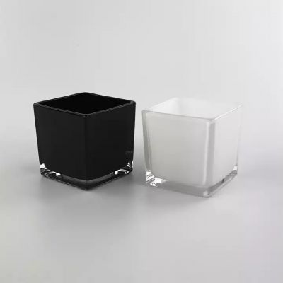 Wholesale crafts black and white square small candle jar glass with lid for home decoration