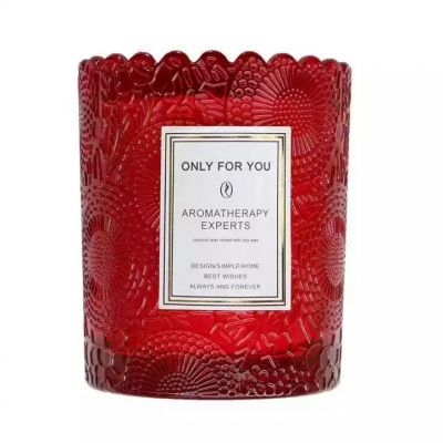 The manufacturer sold out the unique gray Pink Purple Lace embossed thick glass candle jar container