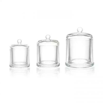 Custom fashion transparent gold bell jar candle container small candle jar glass with lid