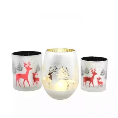 Christmas decoration empty candle jar glass with cover