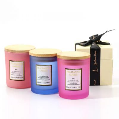 Wholesale Custom unique frosted 70oz 10oz 12oz empty glass candle jars with lid