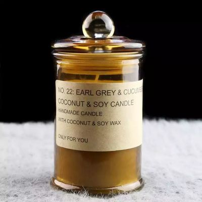 Good Quality Amber Empty Straight Glass Scented Candle Container Candle Jars Glass with Lid