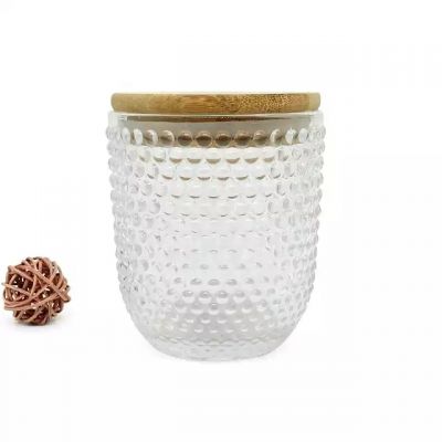 Factory made 7oz clear polka dot glass candle holders can be used for candle making