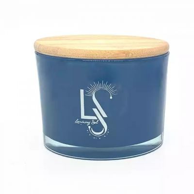  Factory wholesale empty glass candle jar with wooden lid inside spray color for religious event
