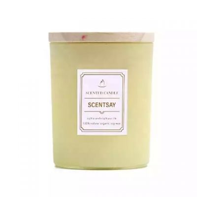 Wholesale 10oz Private label matte empty glass candle vessels candle jars with wooden lids
