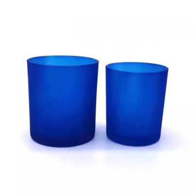 Candle Jar with Lid Frosted Glass Wholesale Multi Capacity Empty Luxury Matte Dark Blue Valentine's Day 1 Color