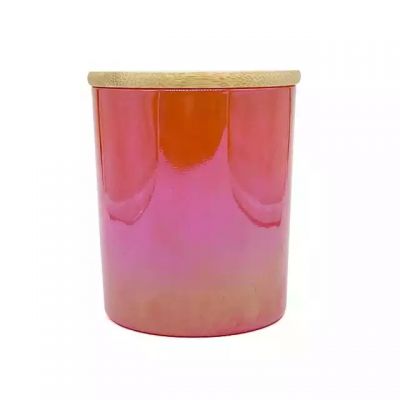Factory price 15oz luxury dazzling pink plated empty glass candlestick can be used for home decoration or party