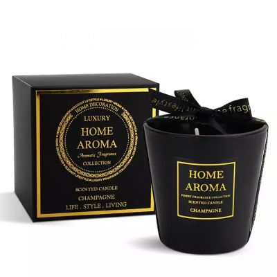 Matte black and white glass candle jars aluminum foil printing black candle glass jar