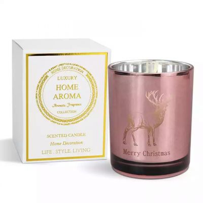 Decorative wine glass candle jar laser printing empty glass aromas candle jar gold