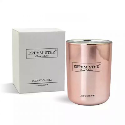 Scented candle in glass jar luxury screen printing electroplated christmas aromas candle jar