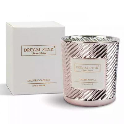 Matte gift box candle container in glass jar custom electroplating pattern glass candle jar