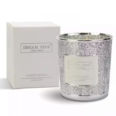 Luxury bridesmaids wedding glass jar in matte gift box Electroplating pattern design glass candle jar