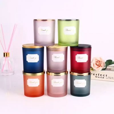 Candle Vessel Glasses Red Frosted Glass Candle Coloured Vessel For Candles