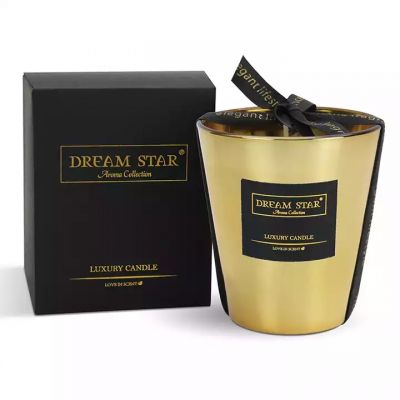 Party custom candle holder glass with box fashion electroplated unique textured glass luxury candle jar