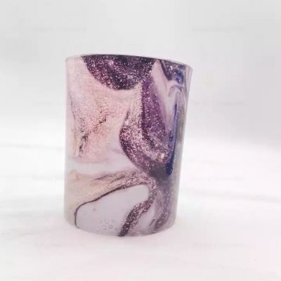 New design luxury marble design 8oz glass jar scented candle jar