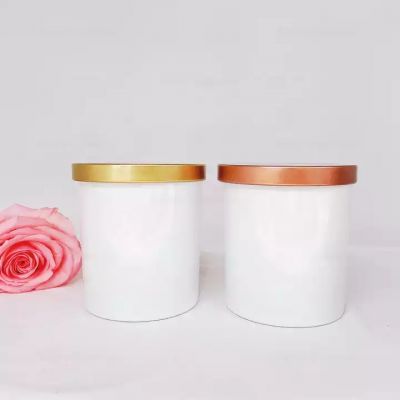 stock 8oz glass candle containers with metal lids for soy wax