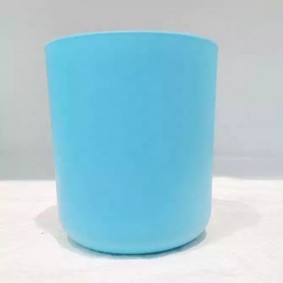 New design curved base 16oz Matte Navy Blue glass candle vessels