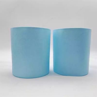Custom Modern Sprayed Sky Blue Snow Flower finish 16oz luxury candle cup wholesale