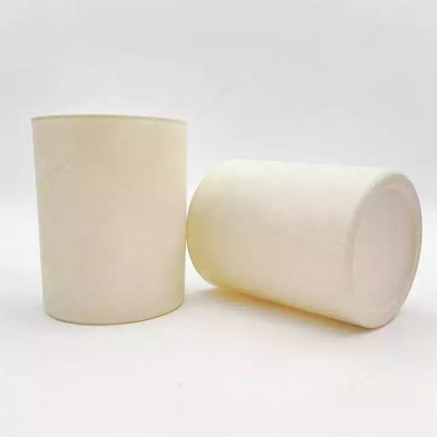 Hot sales sprayed white snow flower glass container for candles