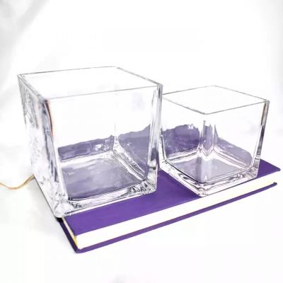 various sizes home decor square flower glass vase 15x15 wedding hand-made square glass vase