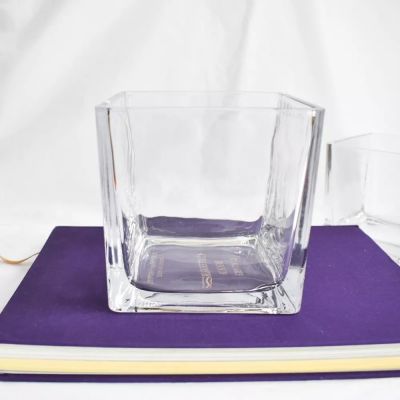 square wedding glass vase big candle holder jars glass 3 wick large candle vessel