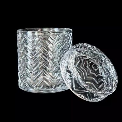 gel cut candle holder vessel jars zig zag chevron pattern luxury recycled candle container glass