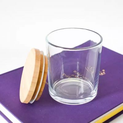 4oz 6oz 8oz 12oz Exclusive customizable Luxury Glass Candle Jars Candle Container With Lids wax candle glass jar wooden lid