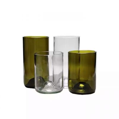 Wholesale Eco-friendly Handmade Recycled Amber Glass Wine Bottle Candle Jar Cork Lid