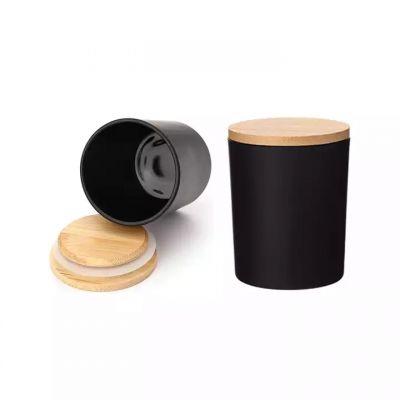 Wholesale luxury glass candle jar with metal lid 6oz 8oz 10oz black candle jar