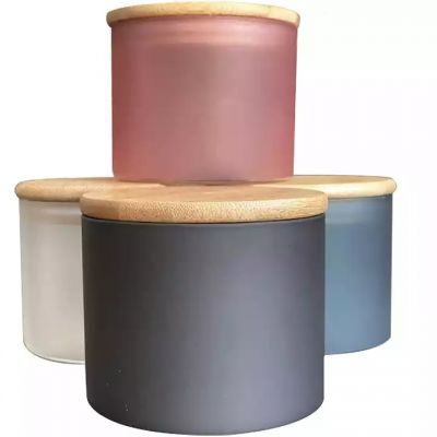10oz Frosted Black Round Glass Candle Jar with bamboo lid