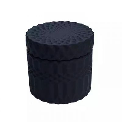 Wholesale Black Amber Clear Crystal Geo Cut Glass Candy Jars Container Cup with Lids for Soy Wax Scented Candle Making