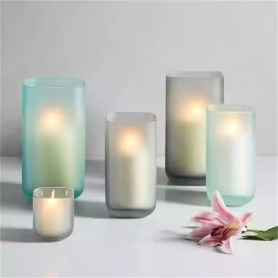 Smock Gray Hand Blown Small Colored Green Glass Candle Holder
