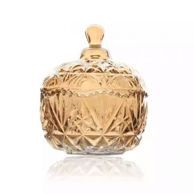 European household decoration amber glass candy jar yurt candle jar storage jar