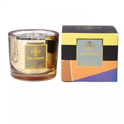 Luxury electroplating round thick bottom glass candle cans wholesale Christmas gifts