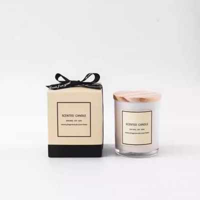 7oz White Empty Glass candle jar with lid for Wedding for Gift glass cylinder candle holder jars with lids for candle