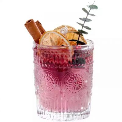 Creative 260ml 380ml retro transparent relief empty soy candle glass jar