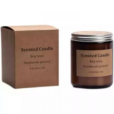 Hot selling fragrance glass candle with covers Tan glass candle jar Amber Candle Jar