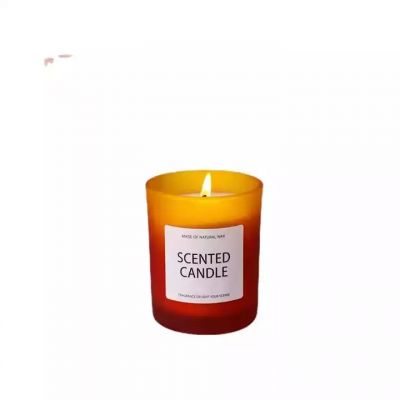 Romantic 5oz Customized Amber Glass Jar Candle With Lid Gradient Colorful Glass Cup For Candle Making For Gift