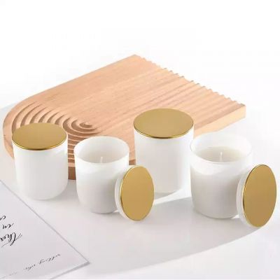 Matte white glass candle jar round scented cement wax glass candle holder Woman DIY gift for candle making