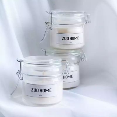 Simple style transparent glass wax cup glass candle jar with lid portable glass packaging for candles for souvenir