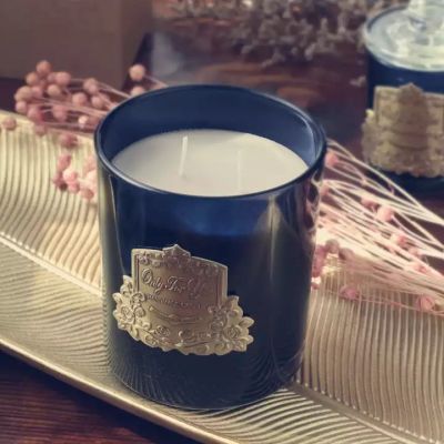 Hot selling high quality dark color glass jar 12 oz candle jars novel candles vessel