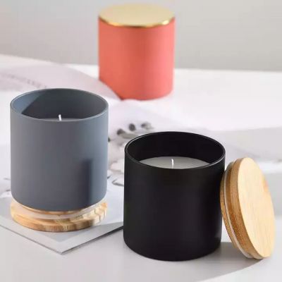New design ceramic luxury home decorated glass candle holder cement wax empty glass candle jar with logo