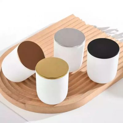 Factory direct sale home decoration candle empty glass jar matte white glass candle holder with customized logo