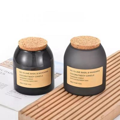 Festival home decoration empty candle making glass jar customized color glass candle holder with round ball cork lid