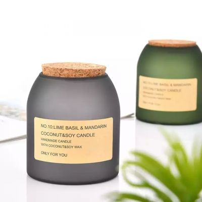 Personalized sticker decorative 13oz 15oz empty Clear glass candle jar with cute round cork lid for making candle