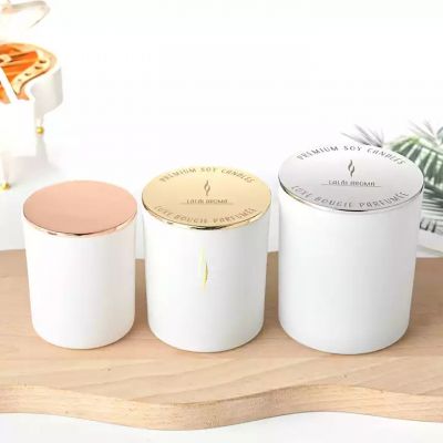 Matte white cement soy wax luxury empty glass candle jars aromatherapy decorative glass candle holder with box