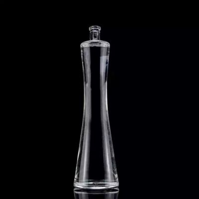 Customize Unique Shape Tall Thin Round Glass Bottle 500ml Whiskey Tequila Vodka Bottle WIth Lid